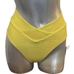 Salt Cove Womens Bikini Swimsuit Bottoms Size XS Bright Yellow High Cut NEW
